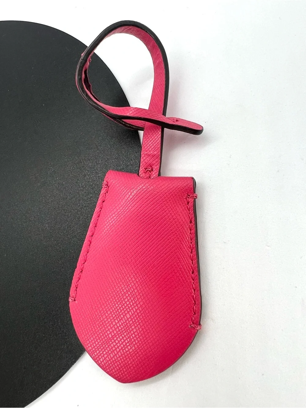 Coach Hot Pink Crossgrain Leather Clochette Key Bell Bag Charm Keyring